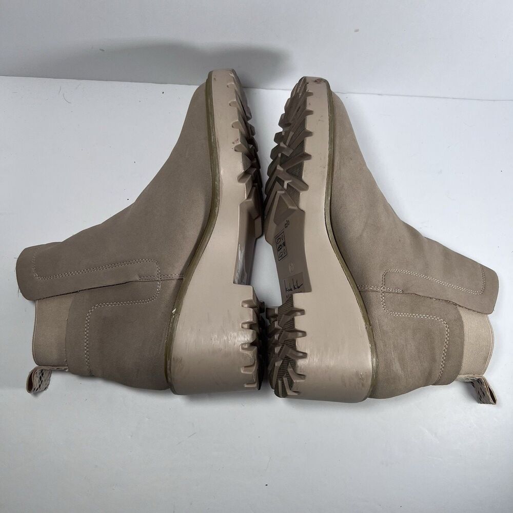 Nicole Miller Pocas Tan Wedge Lug Platform Chelsea Ankle Boots Women's Size 8.5 - Picture 5 of 8